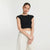 Sinsay Women's Black Plain Short Sleeve Crop Top