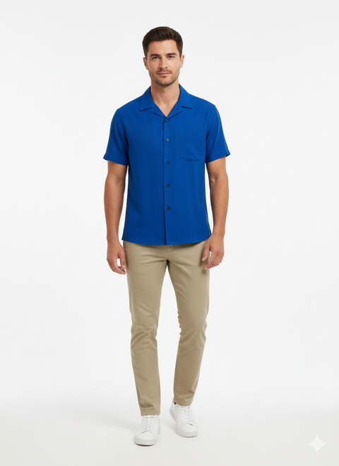 Perry Ellis Men Blue Short Sleeve Geo Textured Shirt | Perry Ellis in Lebanon