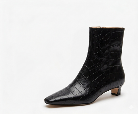 Michael Kors Women's Black Croc-Embossed Kitten Heel Boots | Michael Kors in Lebanon