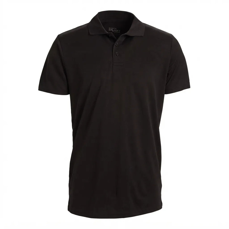 Galaxy By Harvic Men's Black Dry-Fit Moisture-Wicking Polo