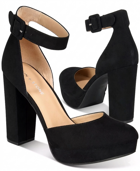 Sun + Stone Women's Black Microsuede Eliana Platform Pumps | Sun + Stone in Lebanon