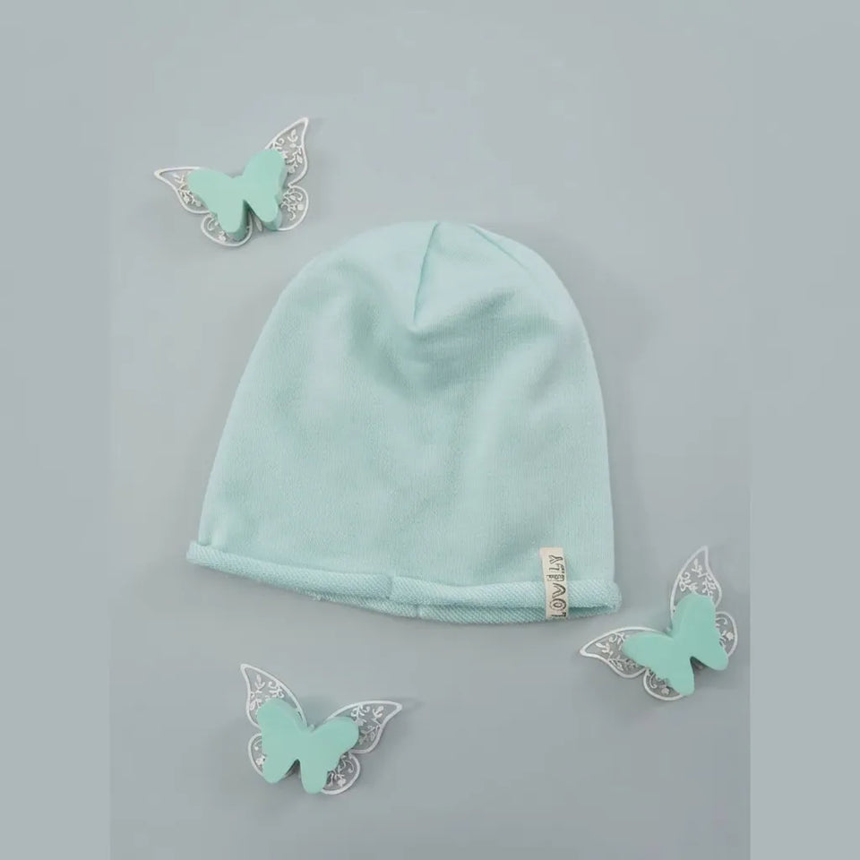 Sinsay Girl's Light Aqua Rolled Hem Plain Beanie