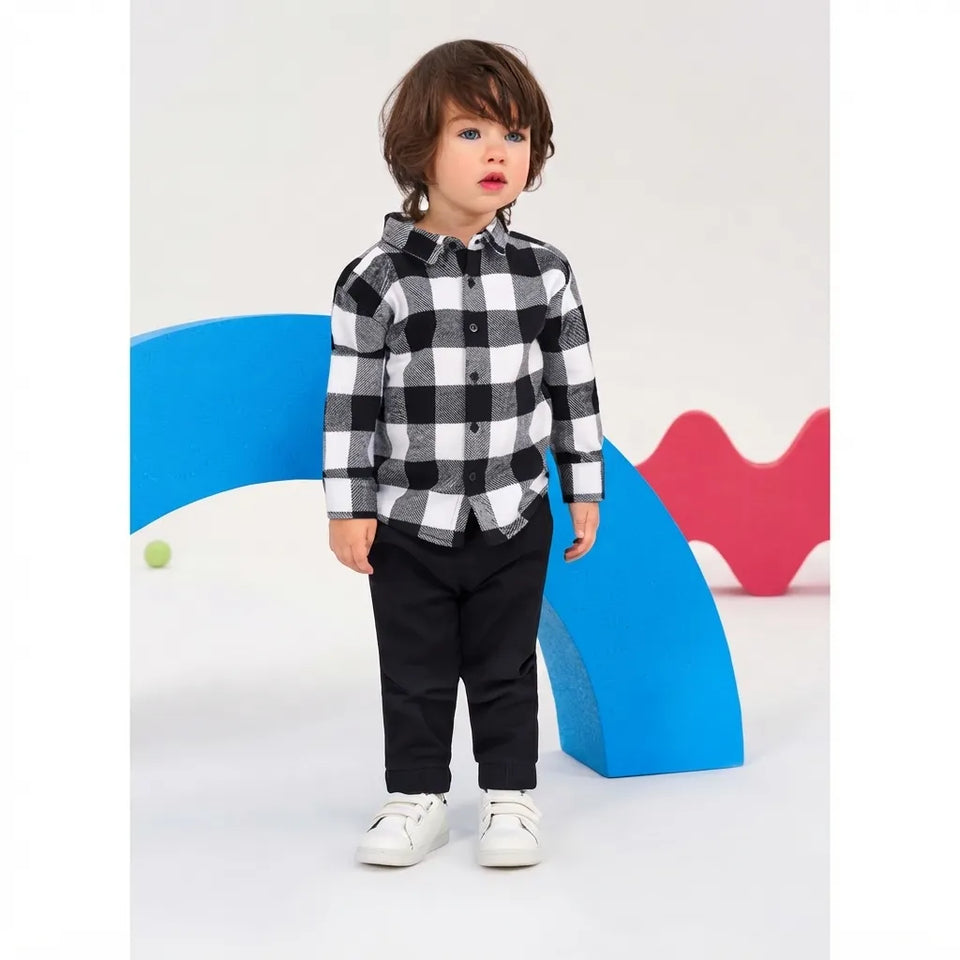 Sinsay Boy's Black & White Buffalo Check Shirt