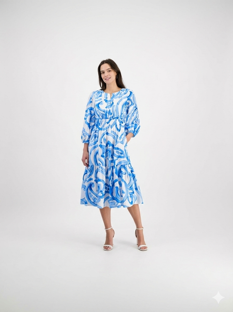 Julia Jordan Women's White & Blue Printed Button-Front Belted Dress|Julia Jordan In Lebanon