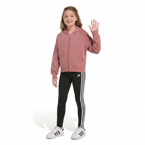 Adidas Girls' Pink Crimson 3-Stripe Zip-Up Fleece Jacket | Adidas in Lebanon