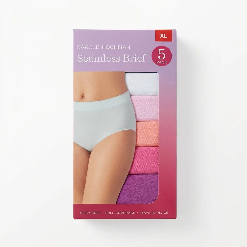 Carole Hochman Women's Multicolor Seamless 5-Pack Briefs