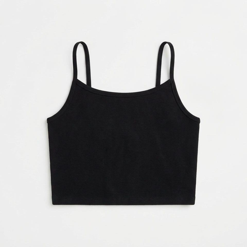 Gap Women's Black Ribbed Scoop Neck Crop Top