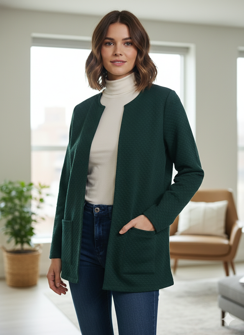 Sublevel Women's Dark Green Open Front Cardigan |Sublevel In Lebanon