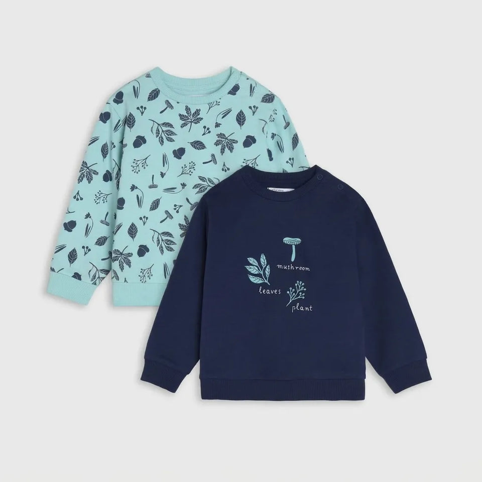 Sinsay Baby Girl's Navy & Pale Green printed 2 Pack sweatshirt