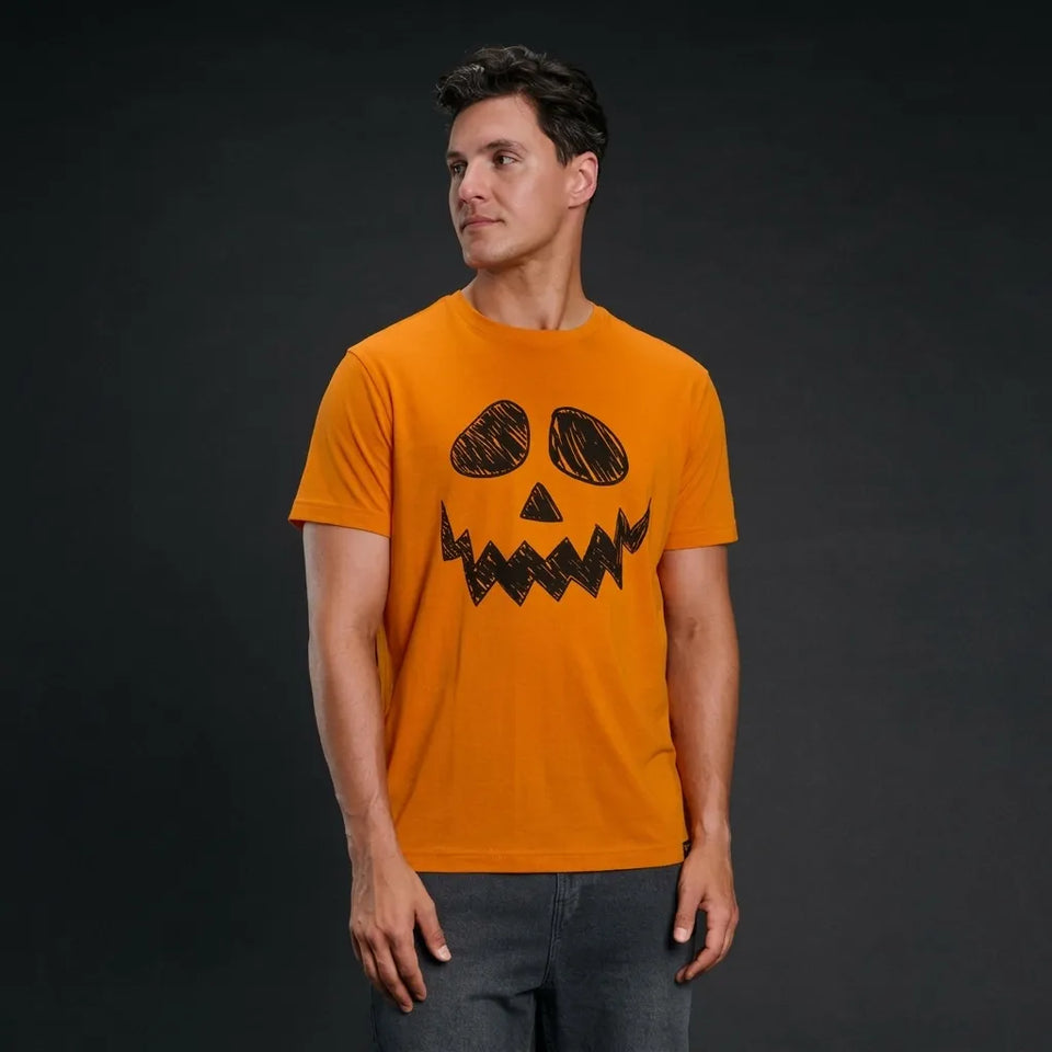 Sinsay Men's Orange Halloween Prints T-Shirt