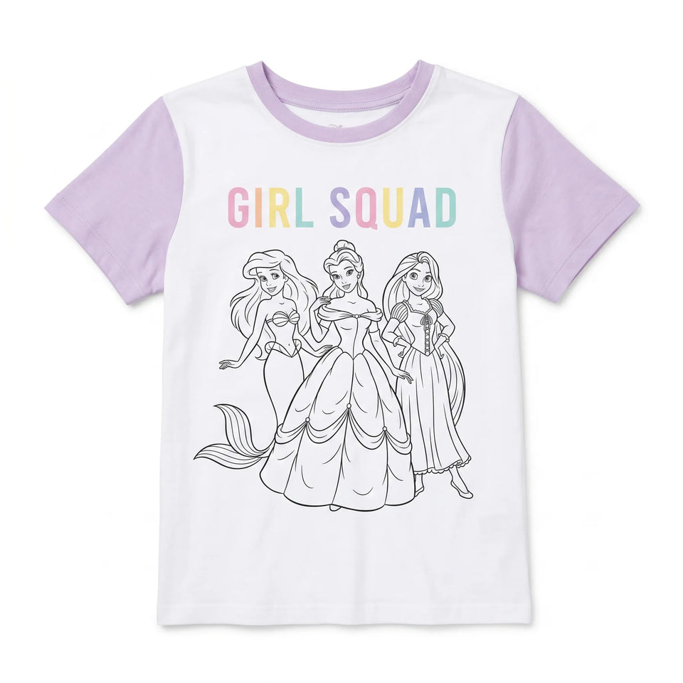 Disney Girl's Purple Girl Squad Printed T-Shirt|Disney In Lebanon