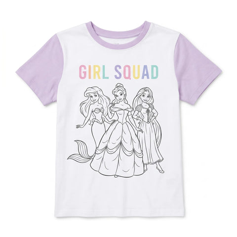 Disney Girl's Purple Girl Squad Printed T-Shirt|Disney In Lebanon