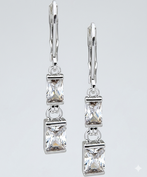 Anne Klein  Women's  Silver-Tone Baguette Cubic Zirconia Crystal Earrings | Anne Klein  in Lebanon
