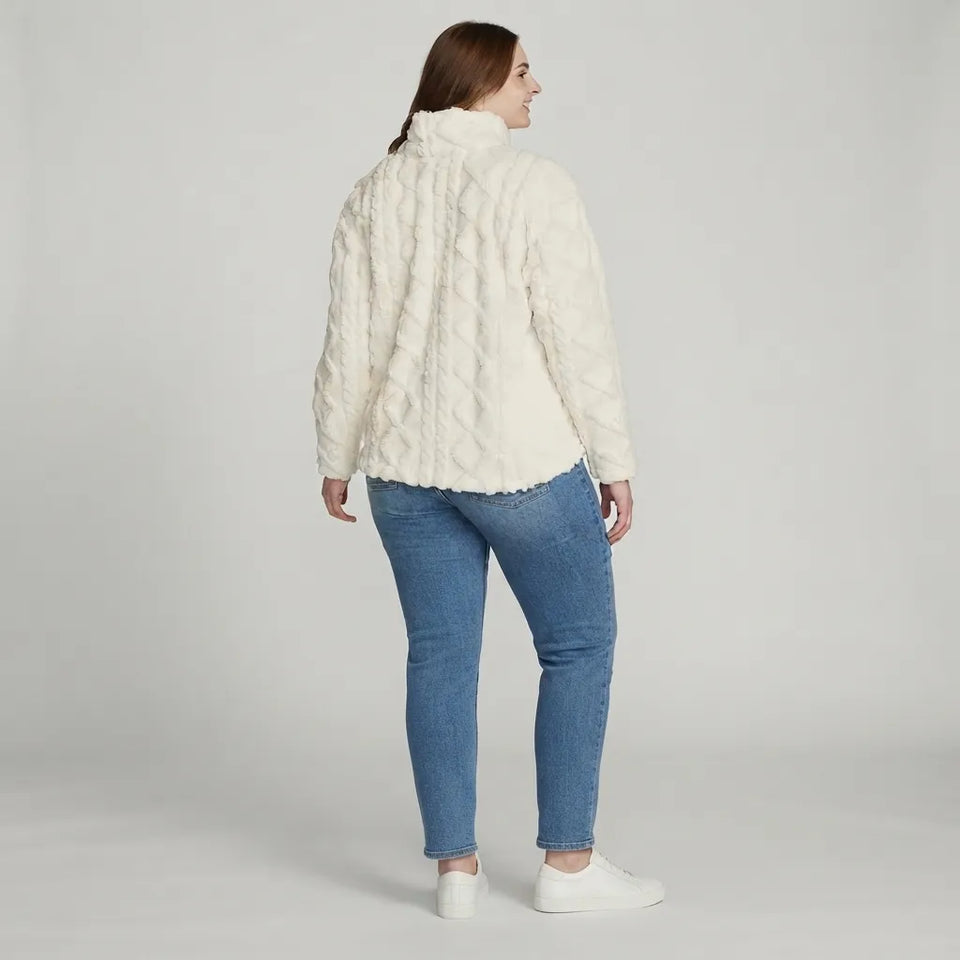 Eddie Bauer Women's Ivory Cable Fleece Pullover Sweater