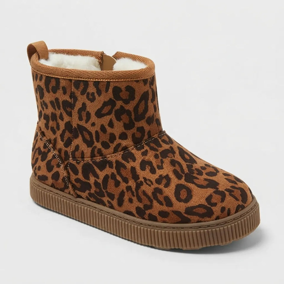 Cat & Jack Girl's Giana Leopard Print Shearling Style Boots