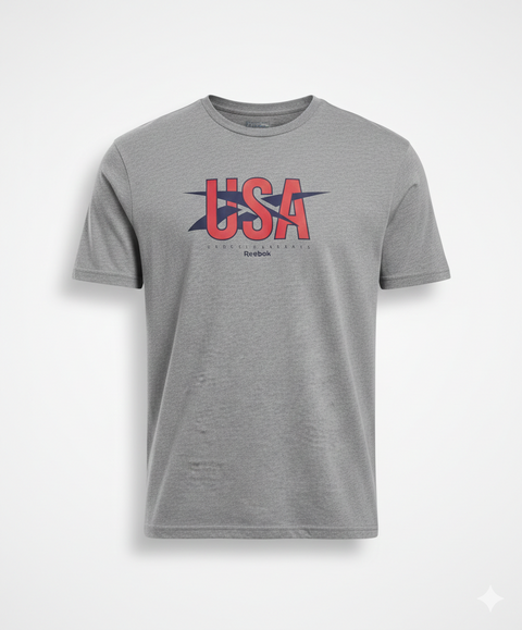 Reebok Men's  Heather Grey USA Graphic T-Shirt | Reebok in Lebanon