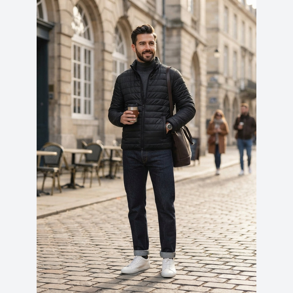 Hunter Men's Black Lightweight Quilted Puffer Jacket
