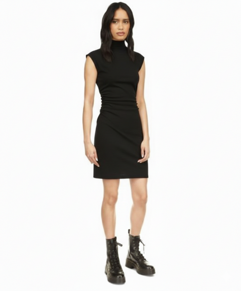 Michael Kors Women's Black Mock-Neck Ruched Sleeveless Mini Dress|Michael Kors In Lebanon