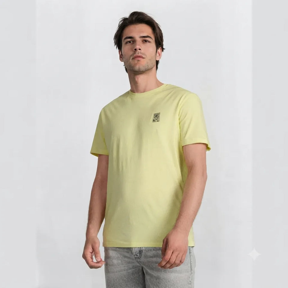 Sinsay Men's Light Green Chest Printed T-Shirt
