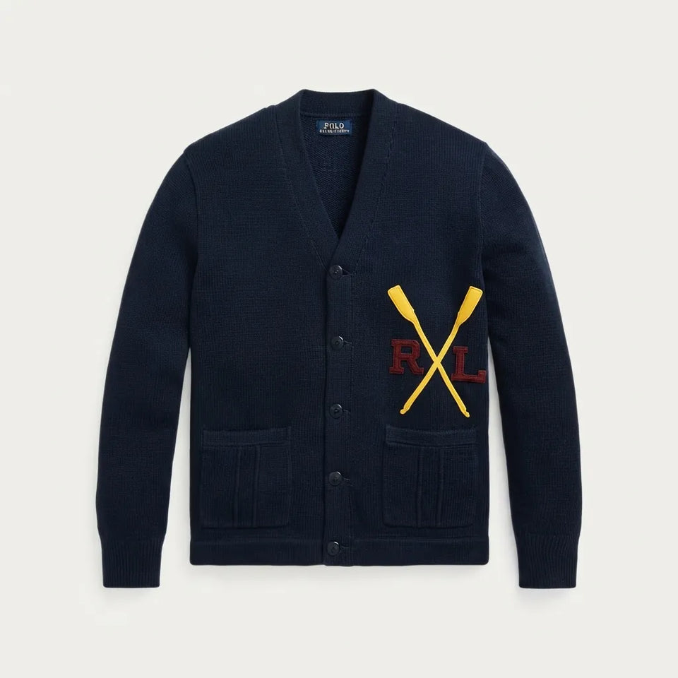 Polo Ralph Lauren Men's Navy Varsity-Inspired Cotton Cardigan