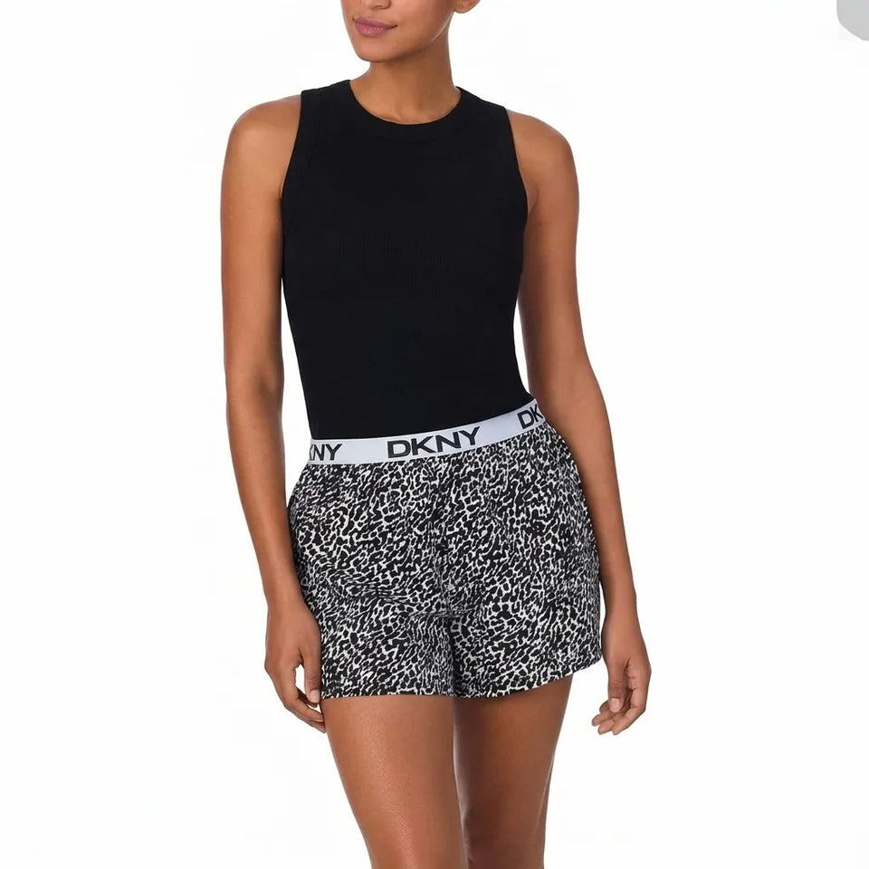 DKNY Women's Black Animal Print 2 Piece Outfit Clothing Set
