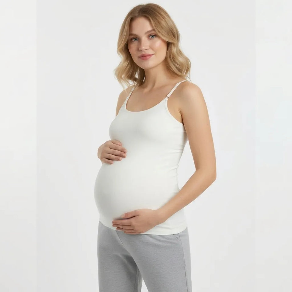Sinsay Women's White with Adjustable Stripes Maternity Tank Top