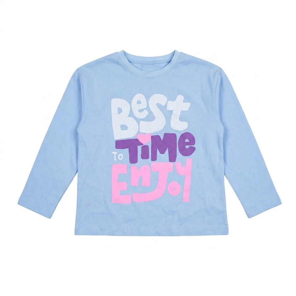 Zara Girl's Light Blue " Best Time " PrintedBlouse | Zara in Lebanon