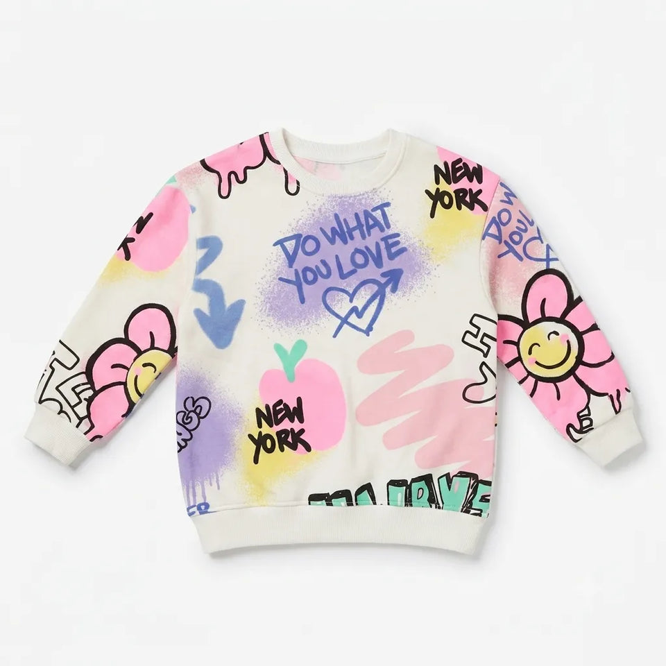 Zara Girl's White " Do What You Love " Printed Sweatshirts| Zara in Lebanon