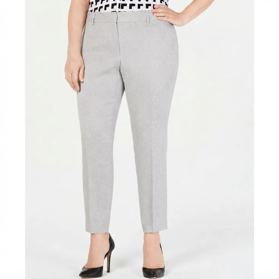 Calvin Klein Women's Gray Plus Size Twill Slim Casual Trouser