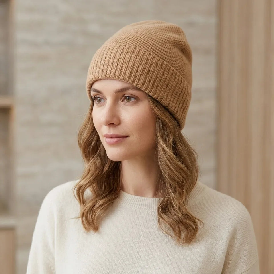Charter Club Women's Camel Cashmere Cuffed Hat