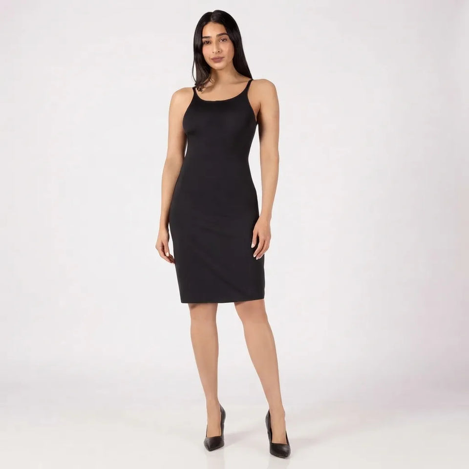 MeMoi Women's Black Silky-Smooth Bonded Tag-Free Cami Slip