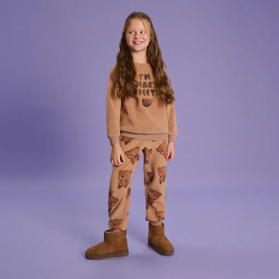 Sinsay Girl's Brown Teddy Bears Printed Pajama Set