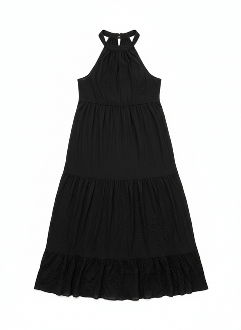 Generic Women’s Black Halter Neck Tiered Maxi Dress | Brand in Lebanon