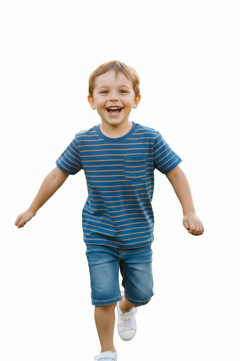 Cat & Jack Boys' Blue and Orange Striped Pocket T-Shirt | Cat & Jack in Lebanon