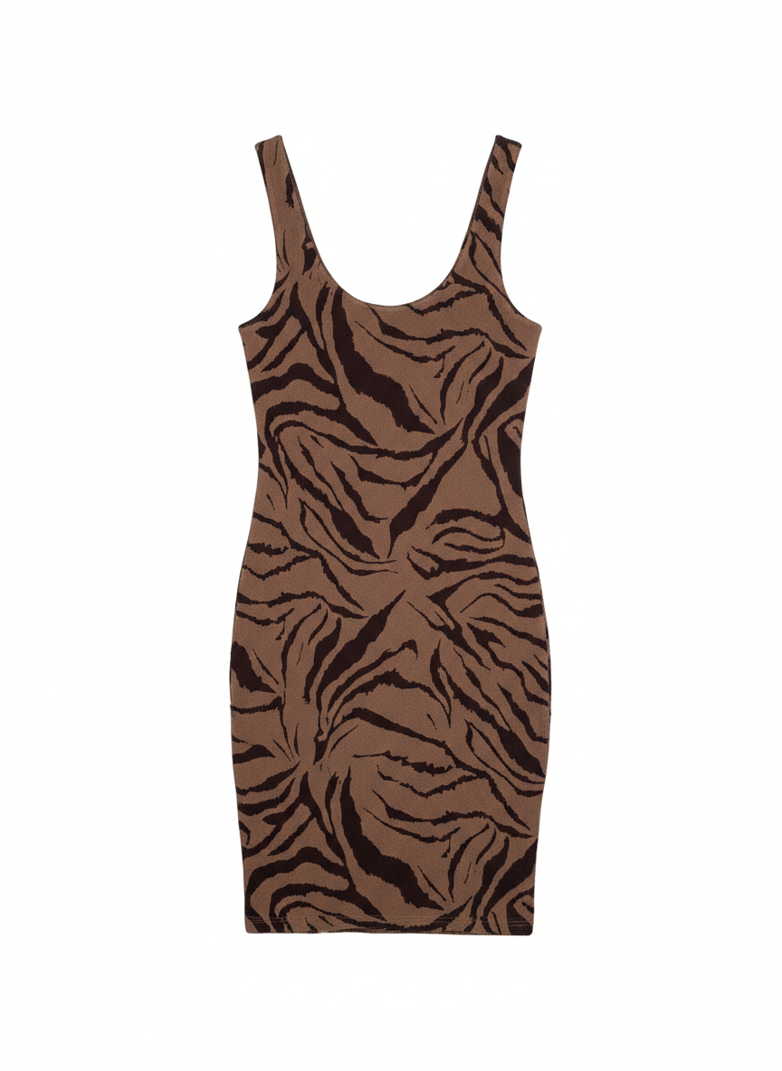 Bar III Women Brown & Black Tiger Print Sleeveless Bodycon Dress | Bar III in Lebanon