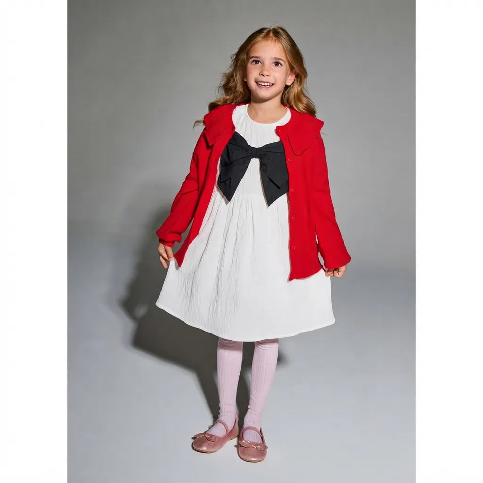 Sinsay Girl's Red Wide Ruffled Collar Cardigan