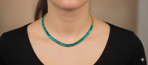 Aqua Women's Gold Elegant Emerald Green Baguette Necklace| Aqua In Lebanon