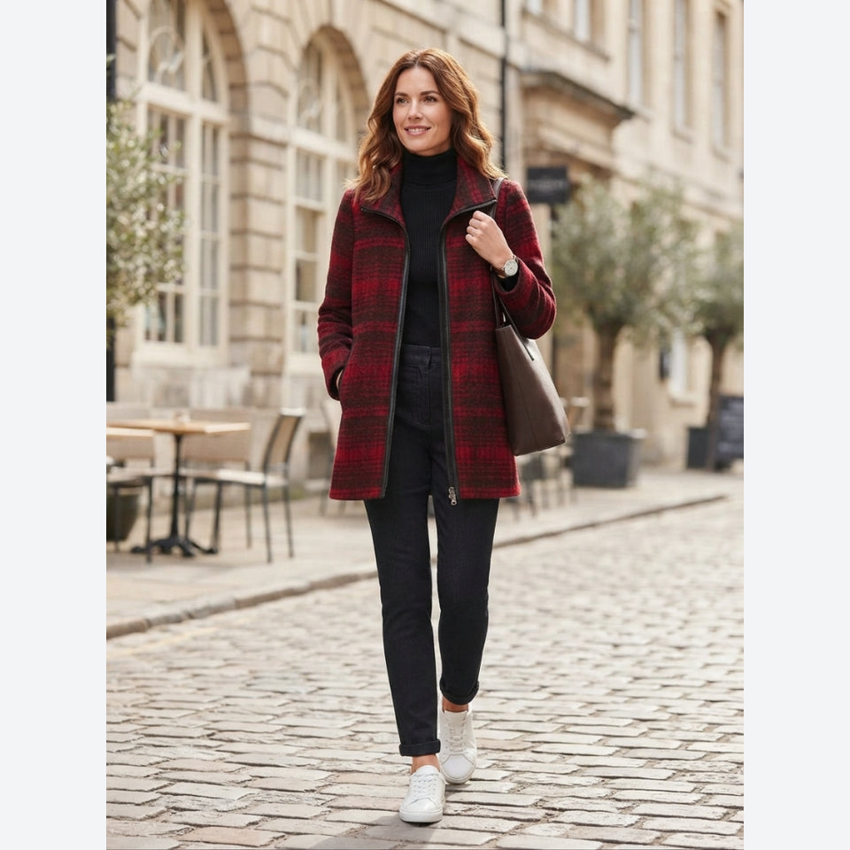 Pendleton Women's Red/Black Plaid Zip-UpCoat