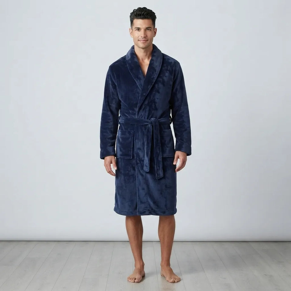 Club Room Men's Navy Shawl Collar And A Soft Tie Belt Sleep Robe