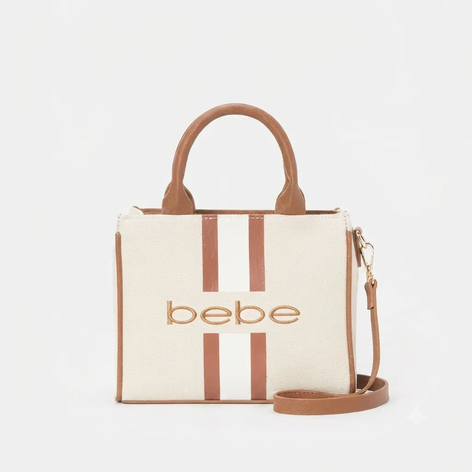 Bebe Women's Brown Paisley Mini Canvas Satchel Handbag