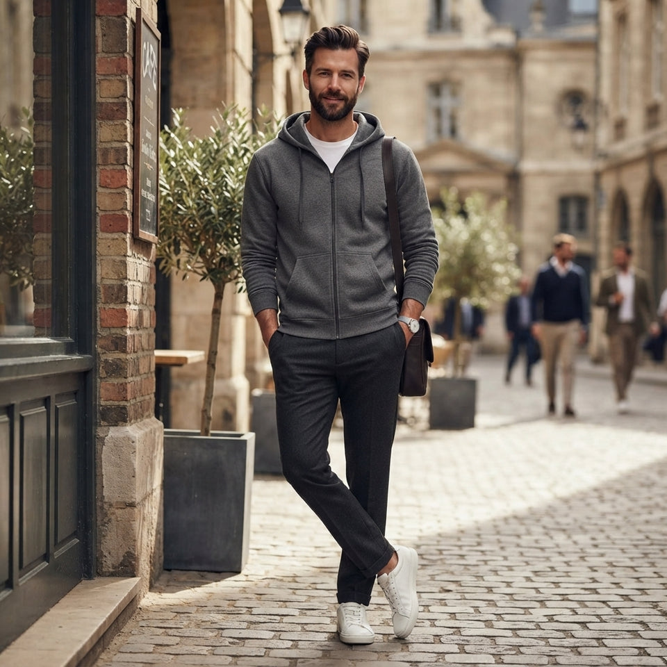 Blue Ice Men's Dark Grey Casual Full-Zip Jacket