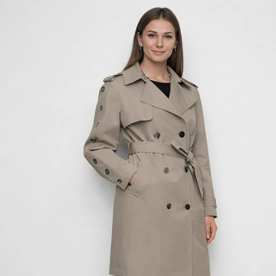 DKNY Women's Greige British Trench Coat