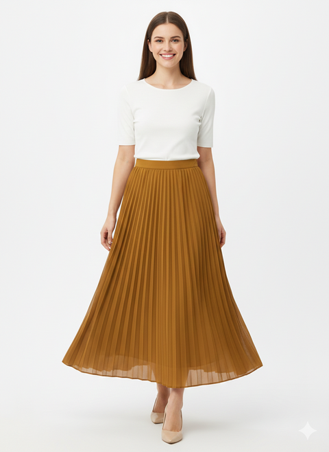 1. State Women's Mustard Yellow Pleated Maxi Skirt | 1. State in Lebanon