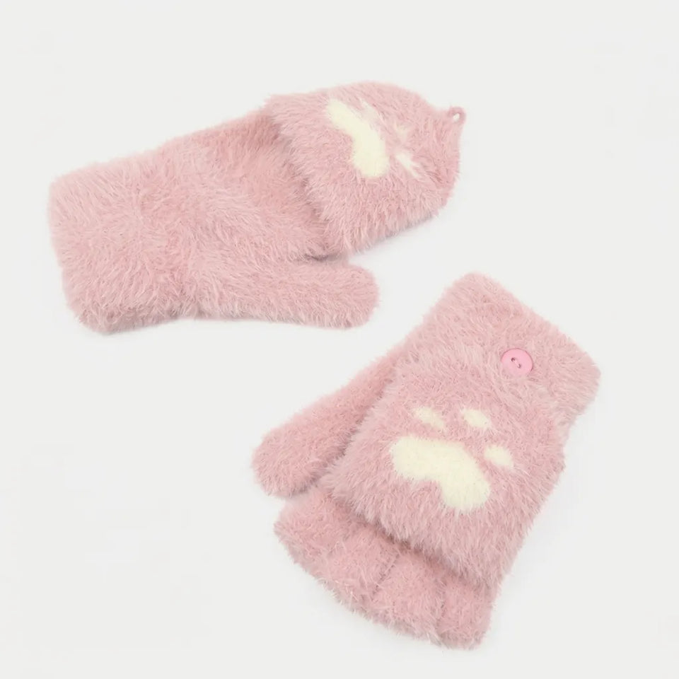 Sinsay Girl's Light Pink Fluffy Convertible Design Gloves