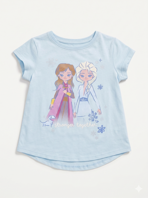 Disney Girls Light Blue Frozen Anna & Elsa Stronger Together T-Shirt | Disney in Lebanon