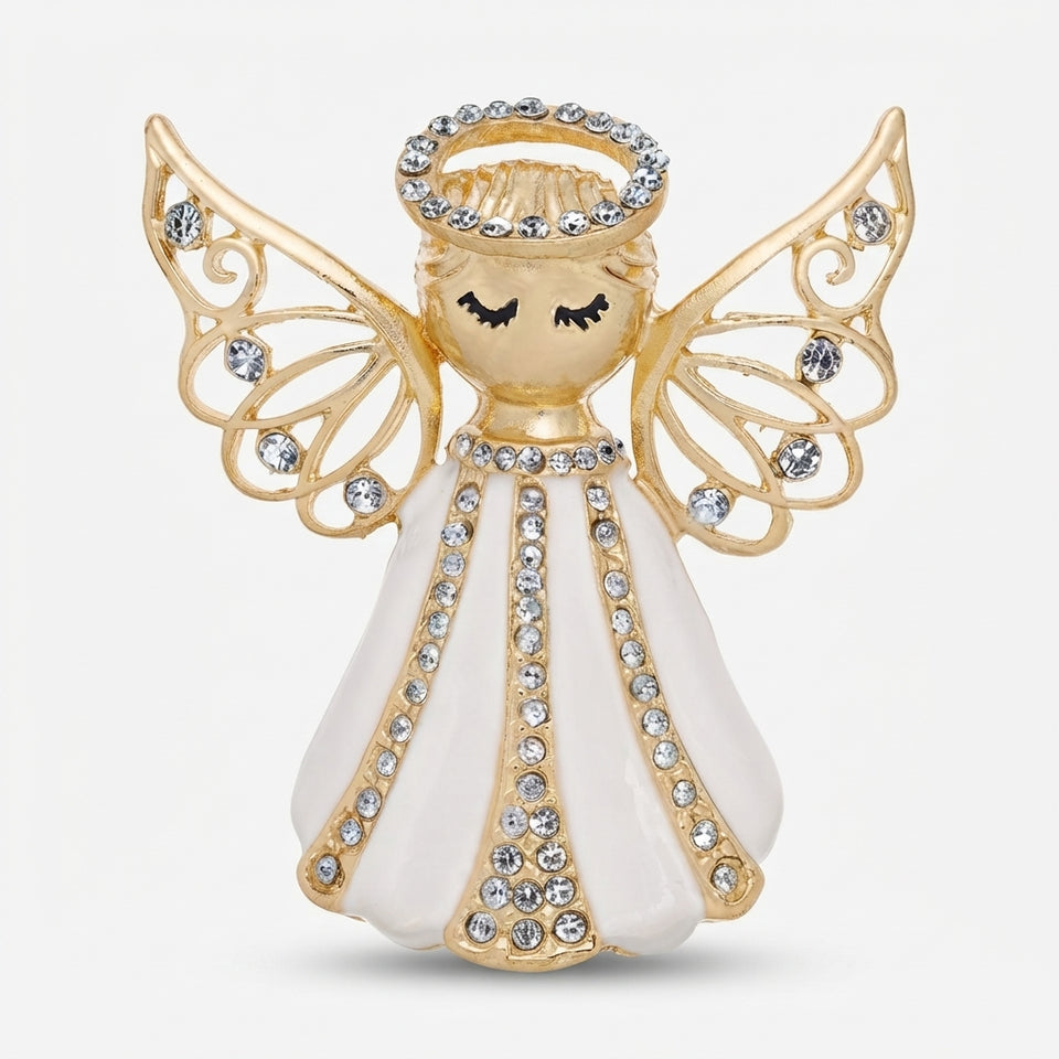 Holiday Lane Women's Gold-Tone Crystal Angel Pin