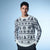 Sinsay Men's White & Navy Fair Isle Patterned Knit Sweater