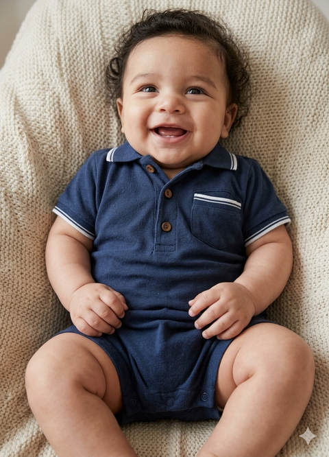 Sinsay Baby Boy's Navy Short Sleeve Romper|Sinsay In Lebanon