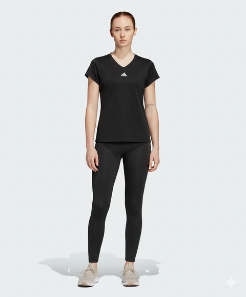 Adidas Women's Black V-Neck Performance T-shirt | Adidas in Lebanon