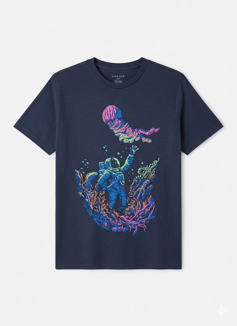Cat & Jack Boys' Heather Navy Astronaut & Jellyfish Graphic T-shirt | Cat & Jack in Lebanon
